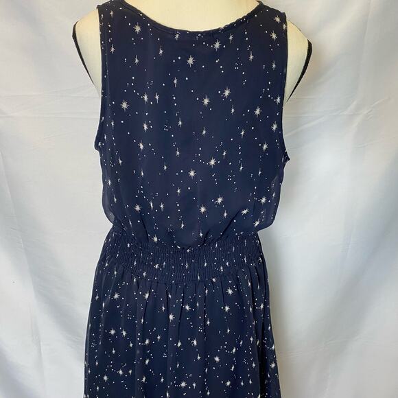 Le Lis Blue Galaxy Star Smocked Waist Casual Flowy Mini Dress Womens - Picture 7 of 11
